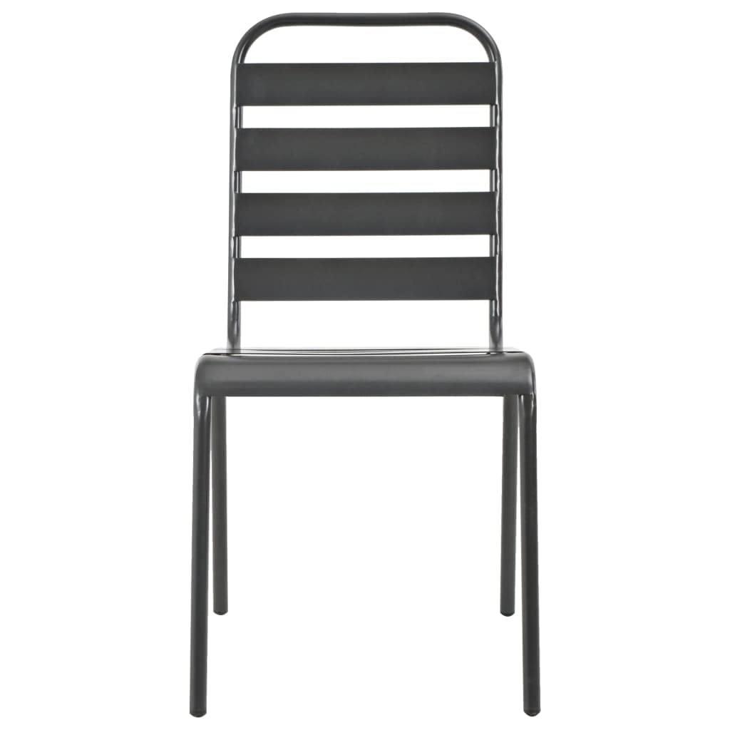 Dark Grey Powder-Coated Steel Stacking Outdoor Chairs 4-Pack P359