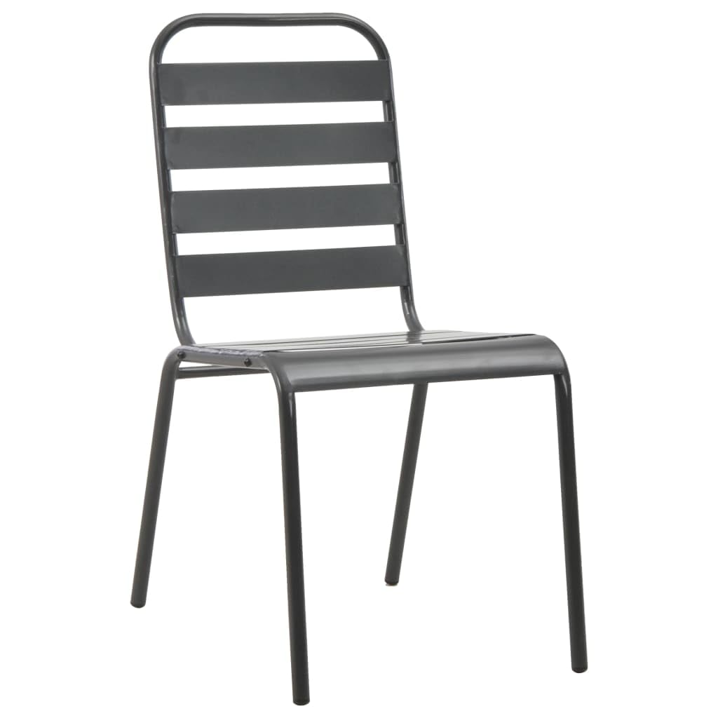 Dark Grey Powder-Coated Steel Stacking Outdoor Chairs 4-Pack P359