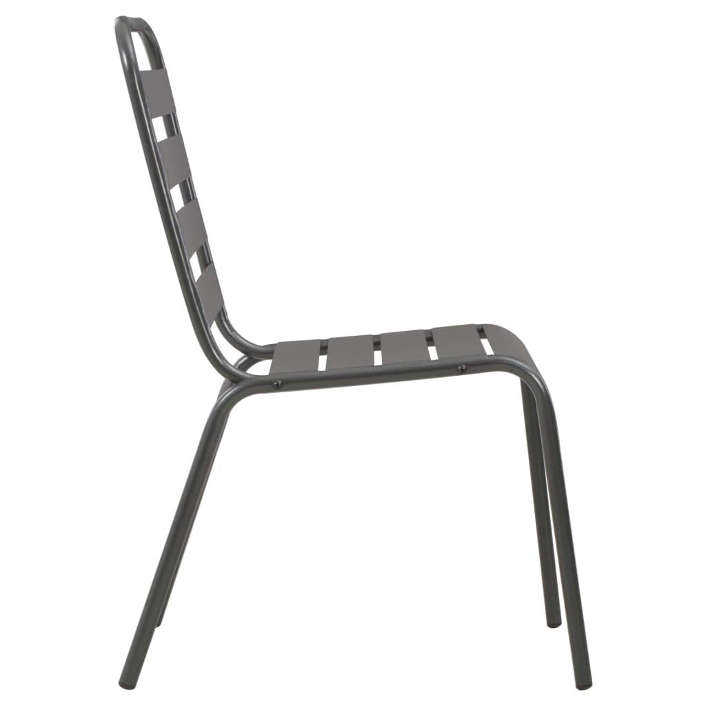 Dark Grey Powder-Coated Steel Stacking Outdoor Chairs 4-Pack P359
