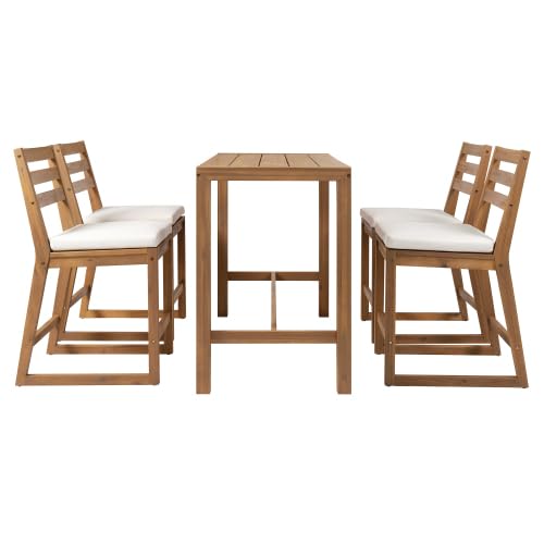 5-Piece Patio Bar Set with 4 Cushioned Bar Stools S972
