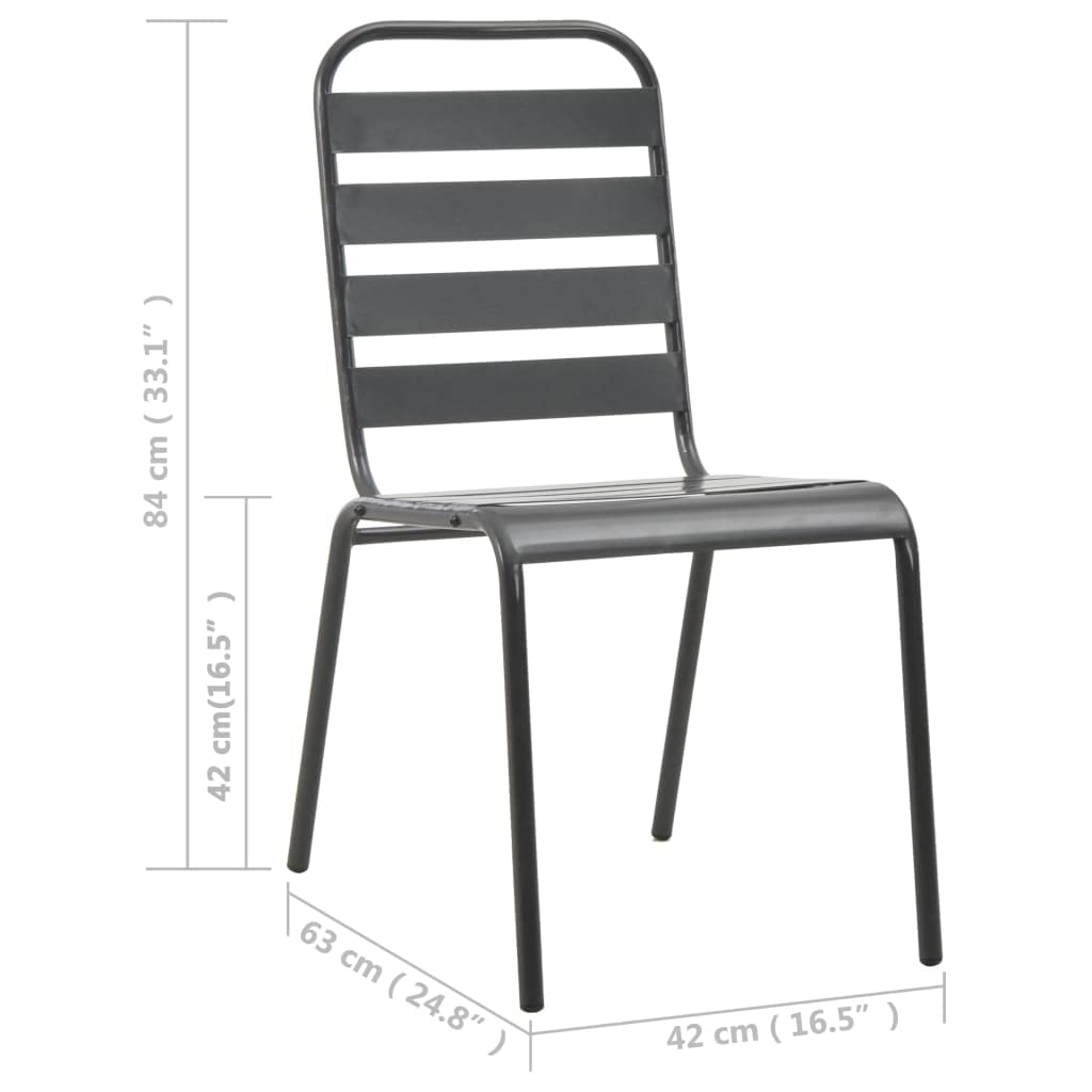 Dark Grey Powder-Coated Steel Stacking Outdoor Chairs 4-Pack P359