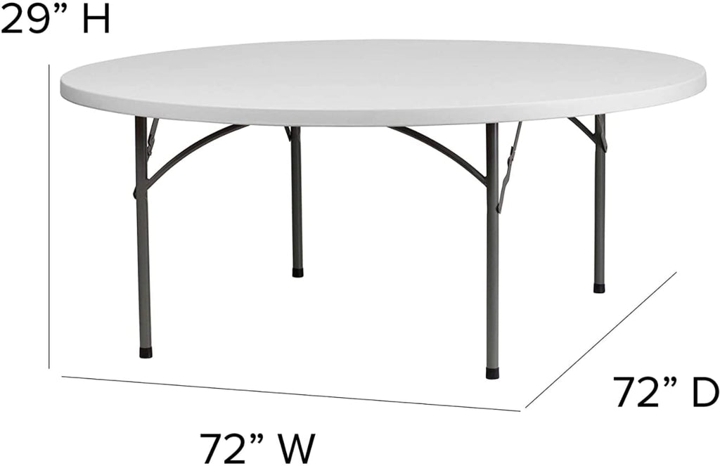 72" Round White Plastic Folding Table Y109256