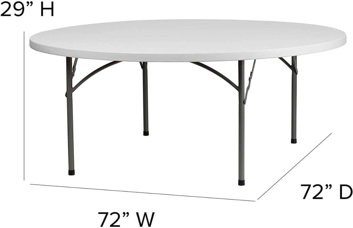 72" Round White Plastic Folding Table Y109256