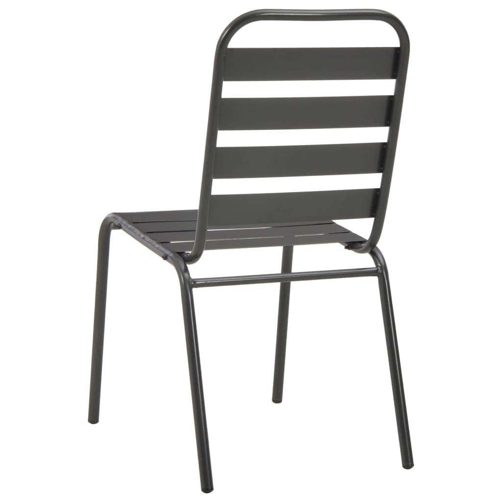 Dark Grey Powder-Coated Steel Stacking Outdoor Chairs 4-Pack P359