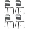 Dark Grey Powder-Coated Steel Stacking Outdoor Chairs 4-Pack P359