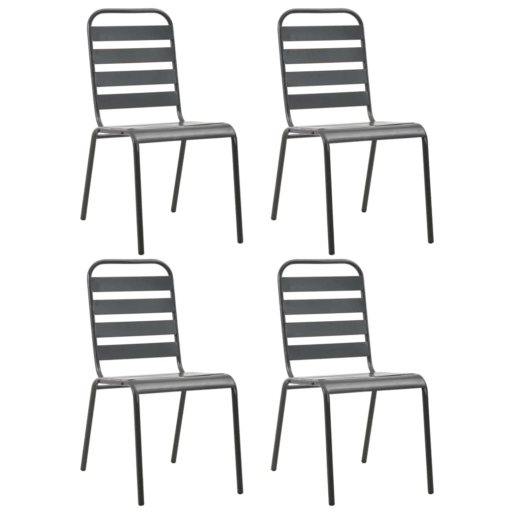 Dark Grey Powder-Coated Steel Stacking Outdoor Chairs 4-Pack P359