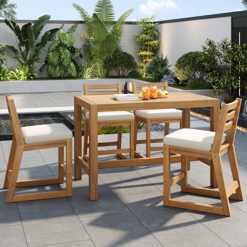 5-Piece Patio Bar Set with 4 Cushioned Bar Stools S972