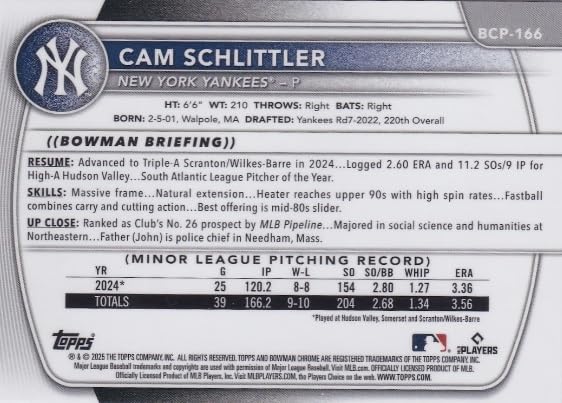 2025 Bowman Chrome Prospects Baseball Trading Card B637