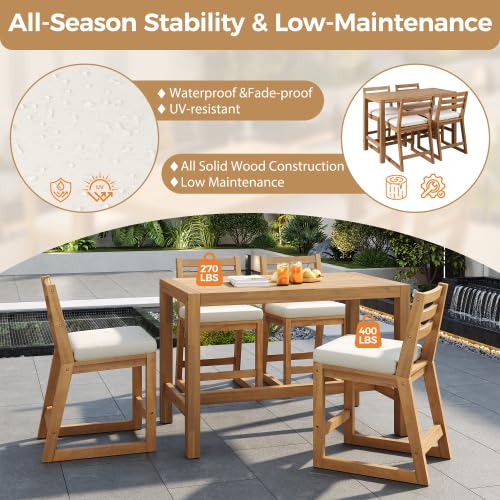 5-Piece Patio Bar Set with 4 Cushioned Bar Stools S972