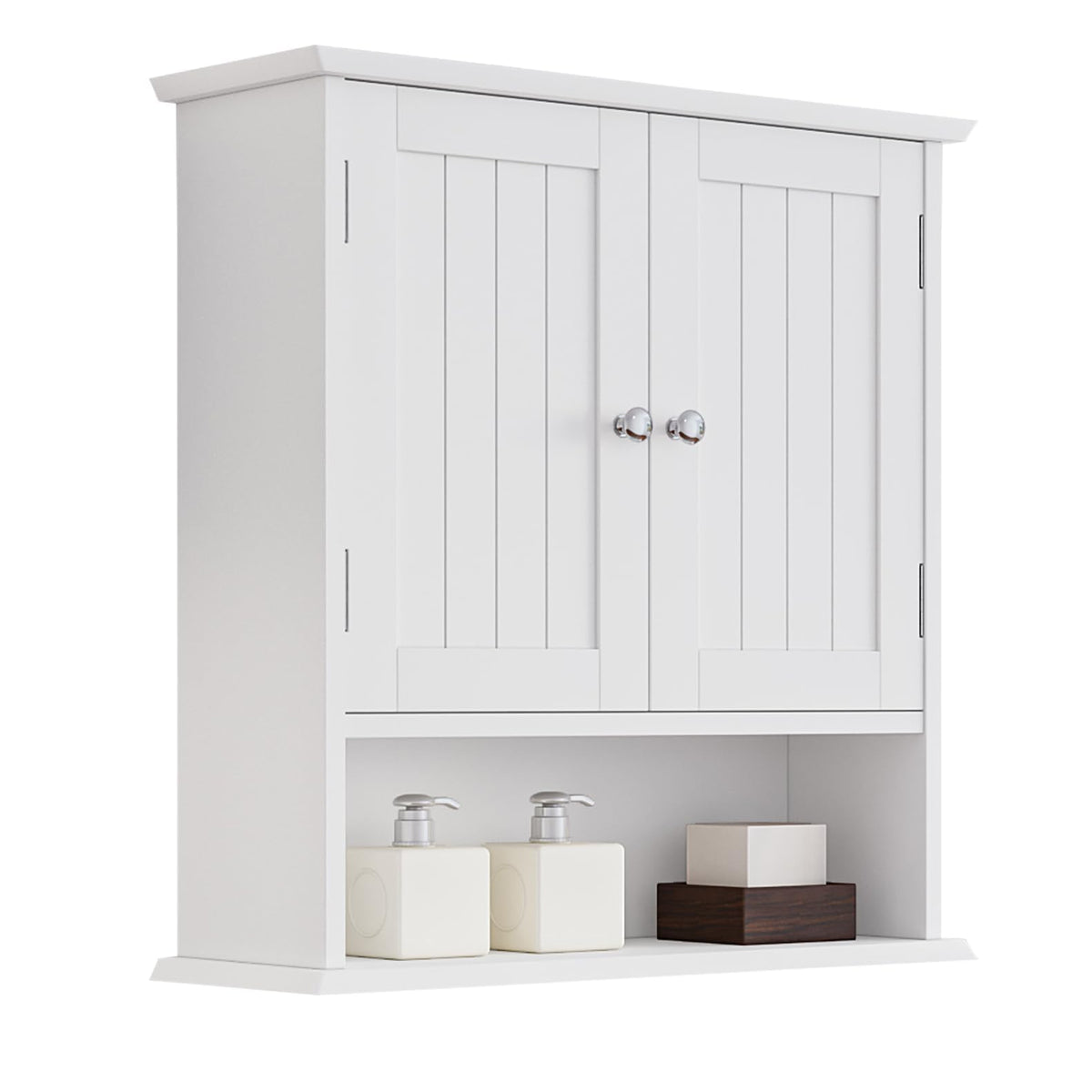 Wall Mount Bathroom Cabinet with 2 Doors and Open Shelf Y7479