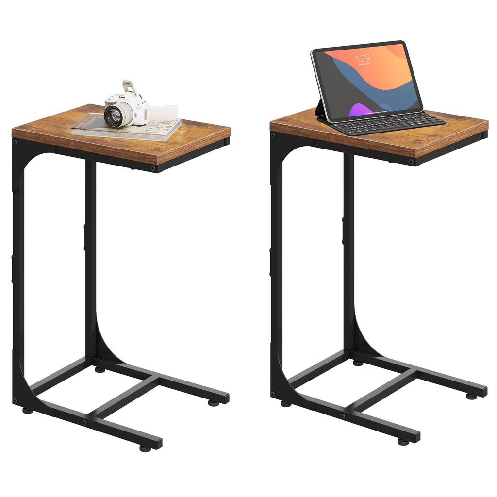 C-Shaped End Table Set of 2 Metal Frame F13906