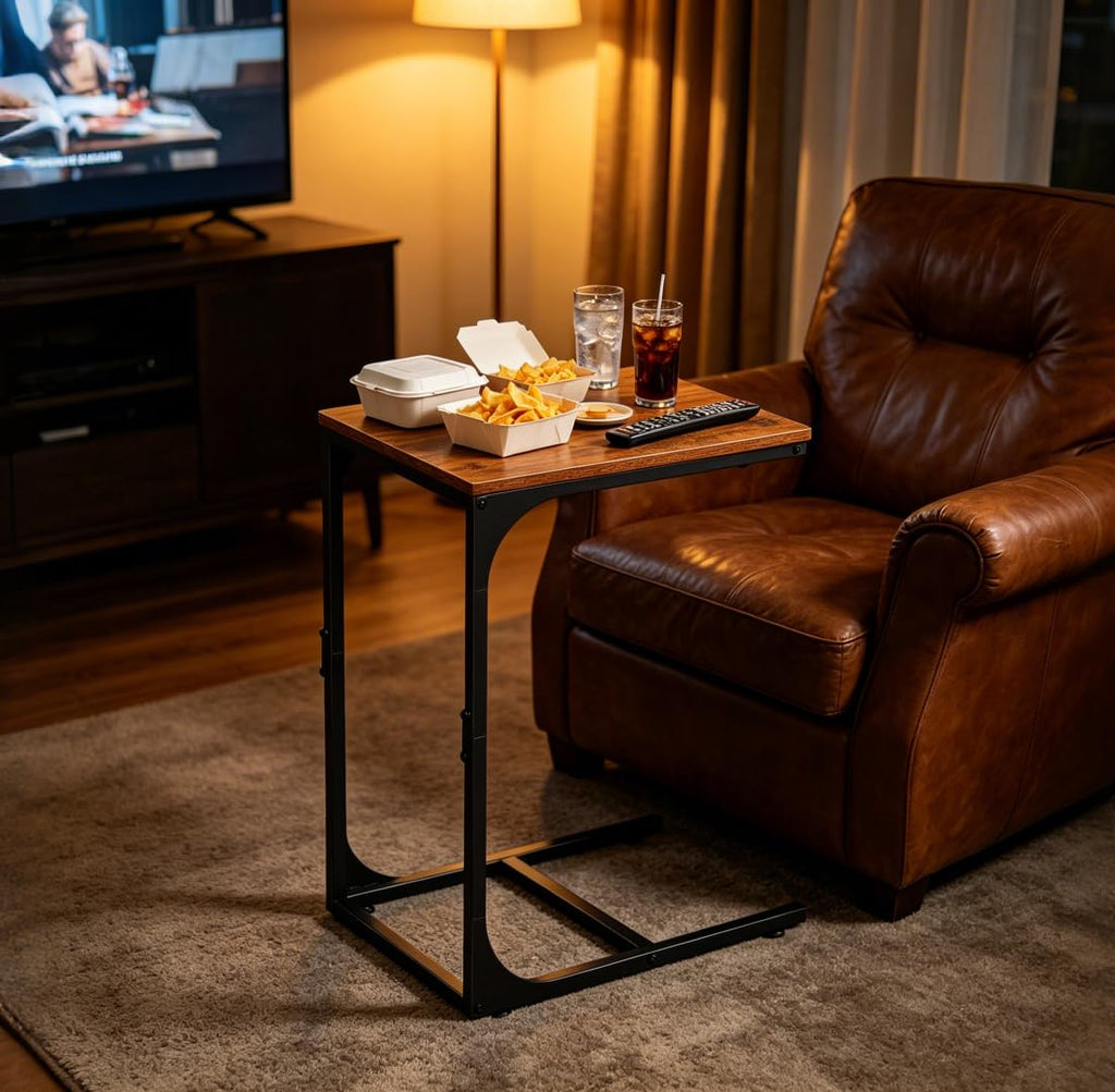 C-Shaped End Table Set of 2 Metal Frame F13906