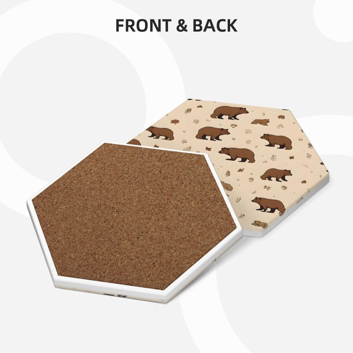 6 Piece Hexagonal Ceramic Coasters with Cork Backing B7709