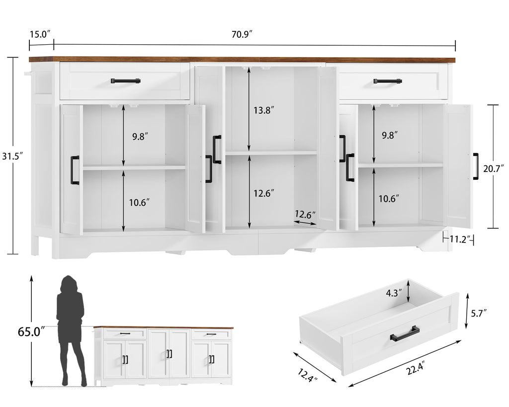 White Buffet Cabinet with Storage W633