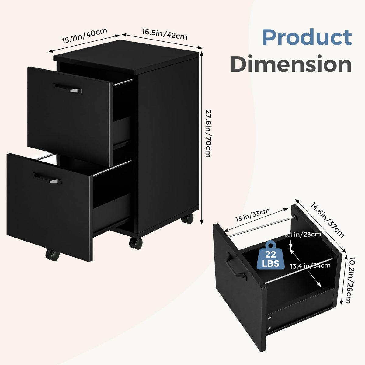 2 Drawer Rolling Storage Cabinet M55502