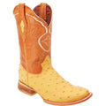 Genuine Leather Ostrich Print Square Toe Western Boots F923