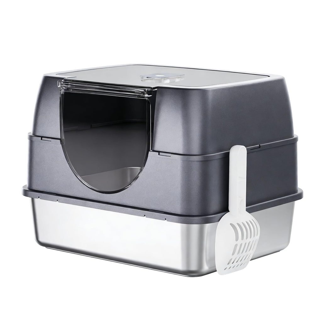 Enclosed Cat Litter Box with Stainless Steel Litter Tray D549