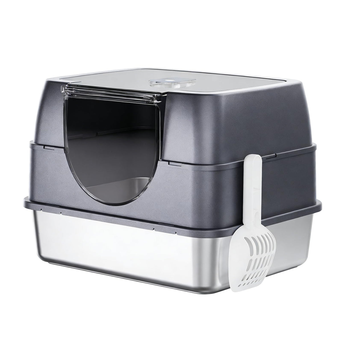 Enclosed Cat Litter Box with Stainless Steel Litter Tray D549