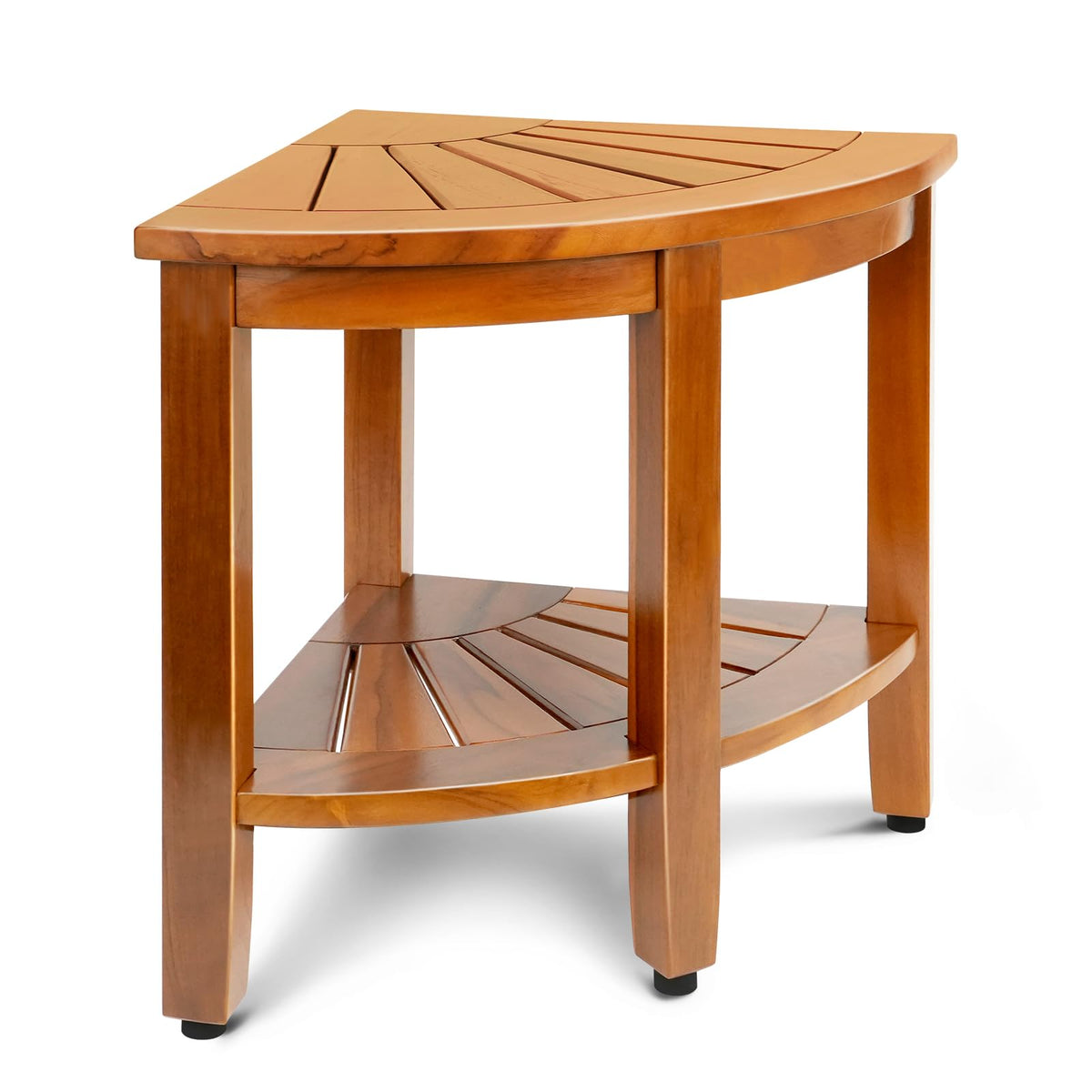 18" Teak Corner Shower Bench with Shelf O669