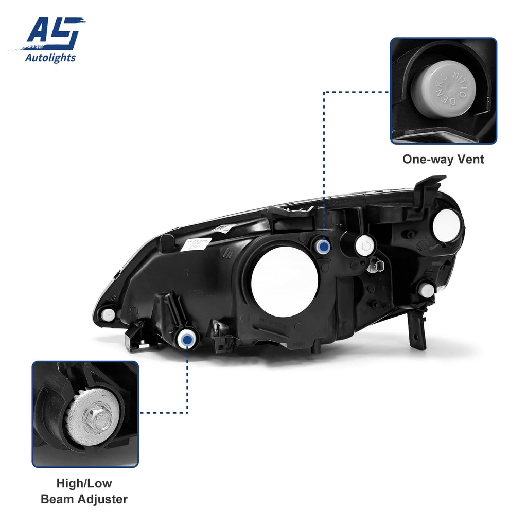 Headlight Assembly with Chrome Housing Amber Reflector Driver and Passenger Side J6580