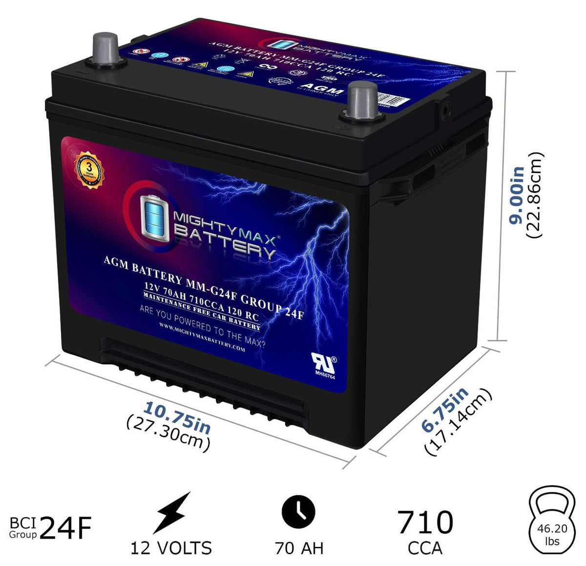 12V 70Ah AGM Replacement Battery M916830