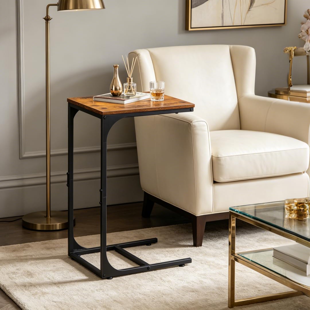 C-Shaped End Table Set of 2 Metal Frame F13906
