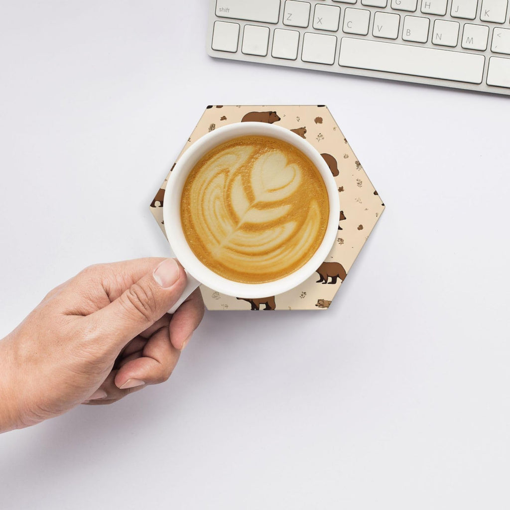 6 Piece Hexagonal Ceramic Coasters with Cork Backing B7709