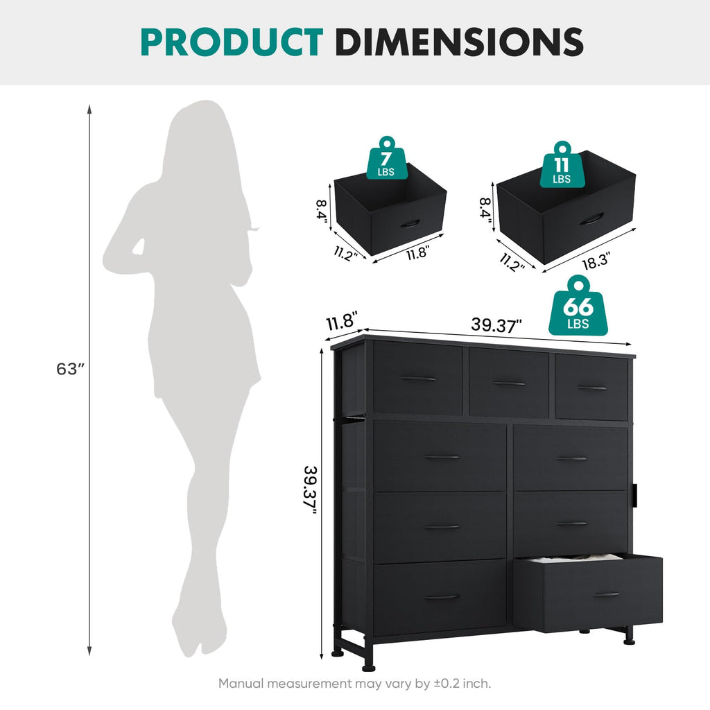 Black 9 Drawer Dresser Q235878