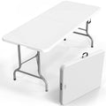 6 Foot White Plastic Folding Table with Carrying Handle E9039