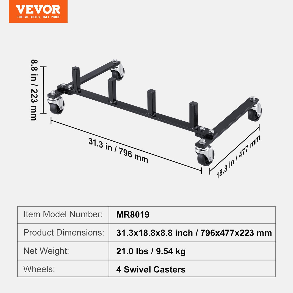 Car Dolly Rack with 360° Rotatable Wheels, 4-Dolly Capacity E29157