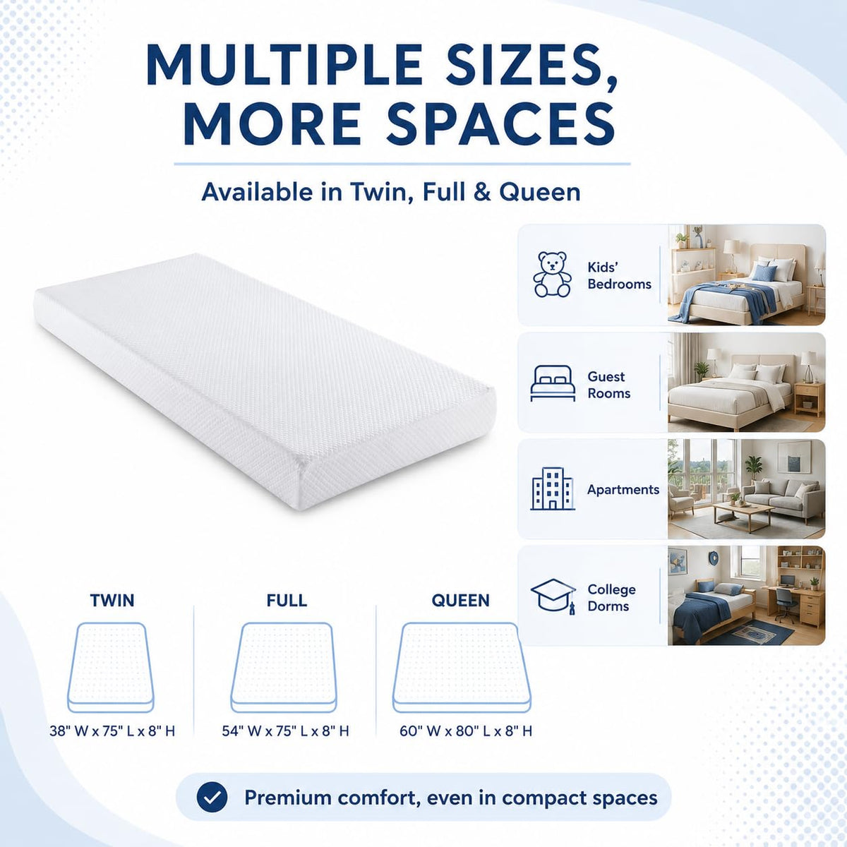 8 Inch Twin Memory Foam Mattress V413