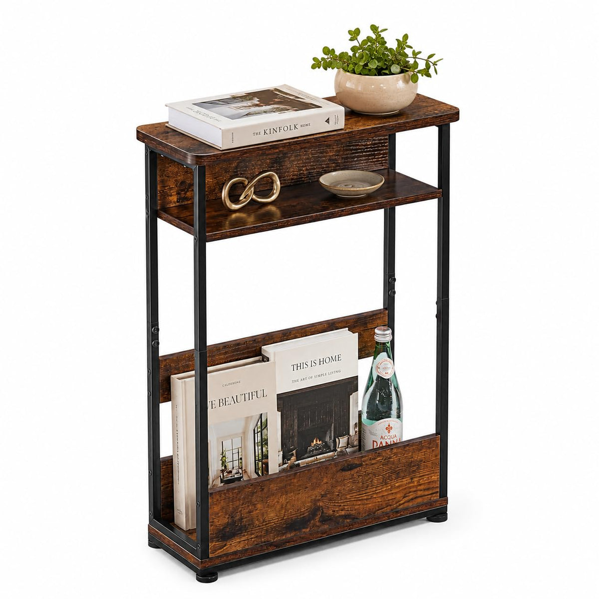 Narrow 3-Tier Side Table with Storage Shelf D871411