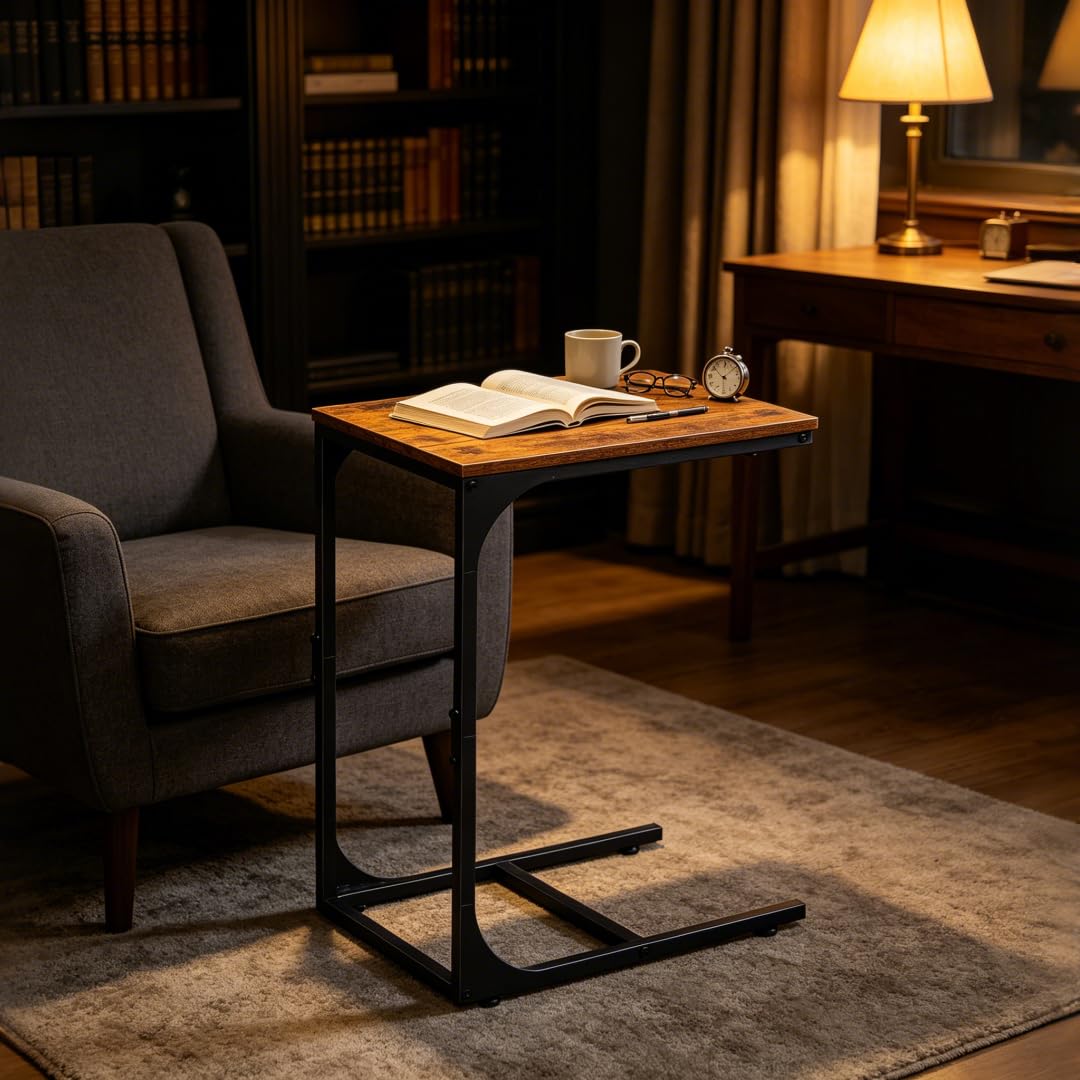C-Shaped End Table Set of 2 Metal Frame F13906