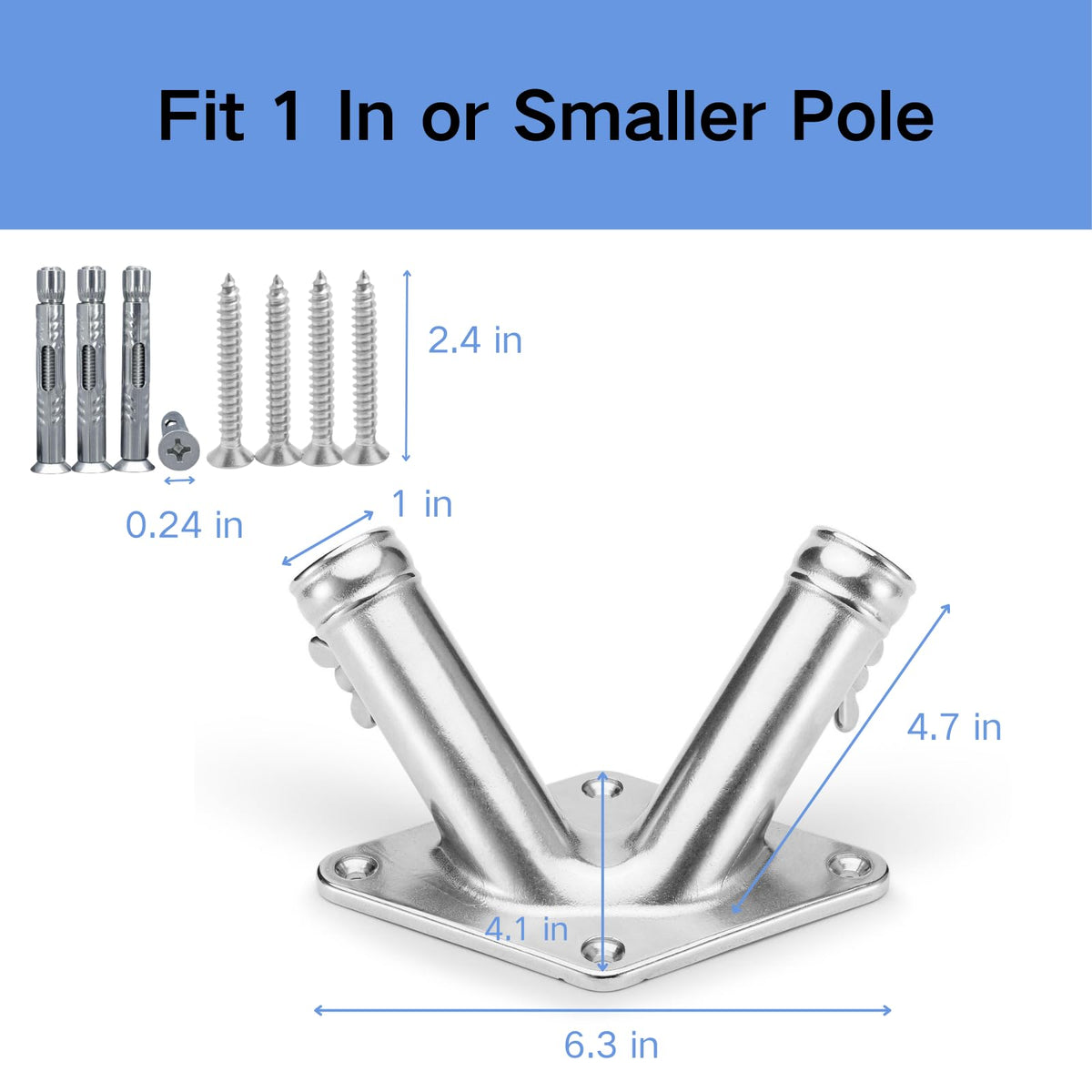 Double Flag Pole Holder 316 Stainless Steel Heavy Duty G667074