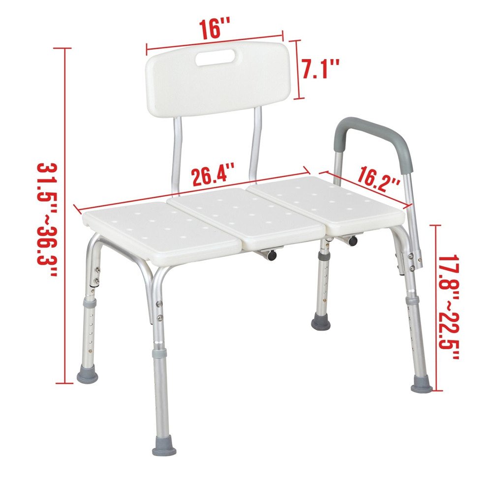Adjustable Transfer Bench with Back & Arm X3802
