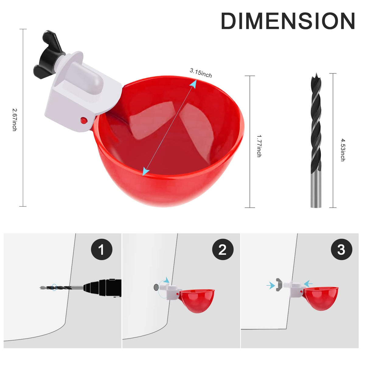 8 Packs Chicken Waterer Cups with Mounting Hole Opener S1673