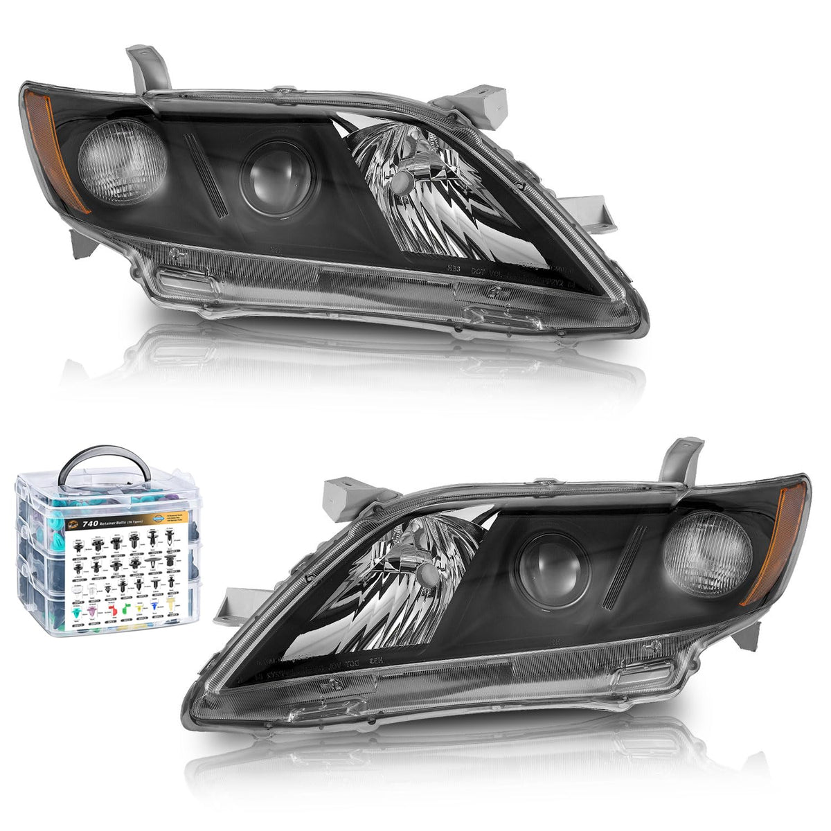 Anti-Fogging Headlights Assembly with 740Pcs Car Push Retainer Clips E977