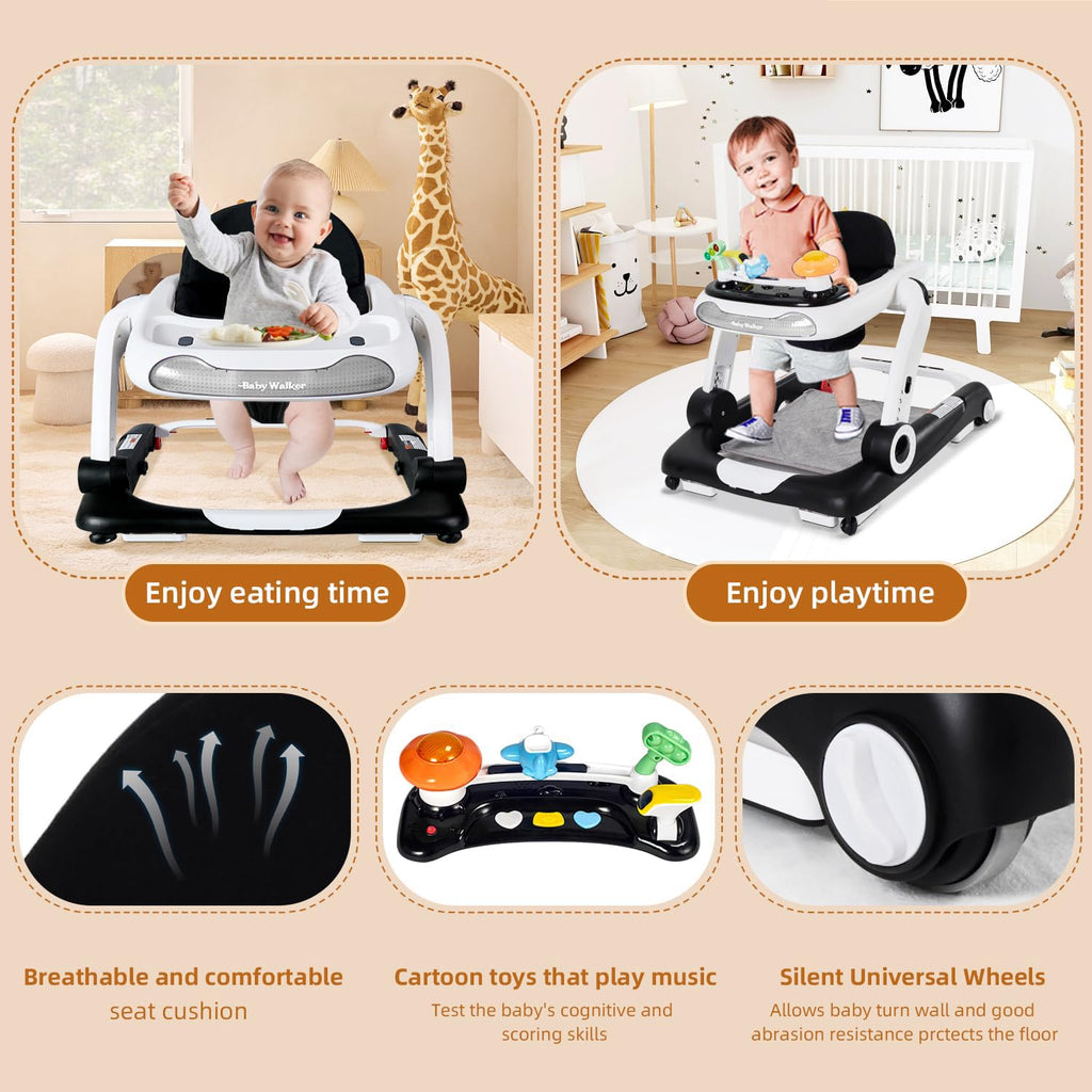 Foldable Adjustable Baby Walker with Wheels and Bouncer J894849