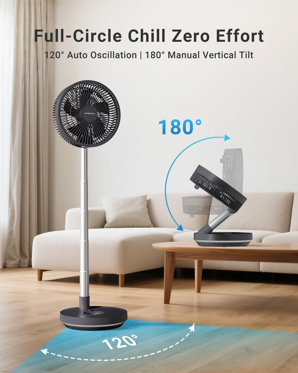 10" Portable Oscillating Fan with 10000mAh Rechargeable Battery B438