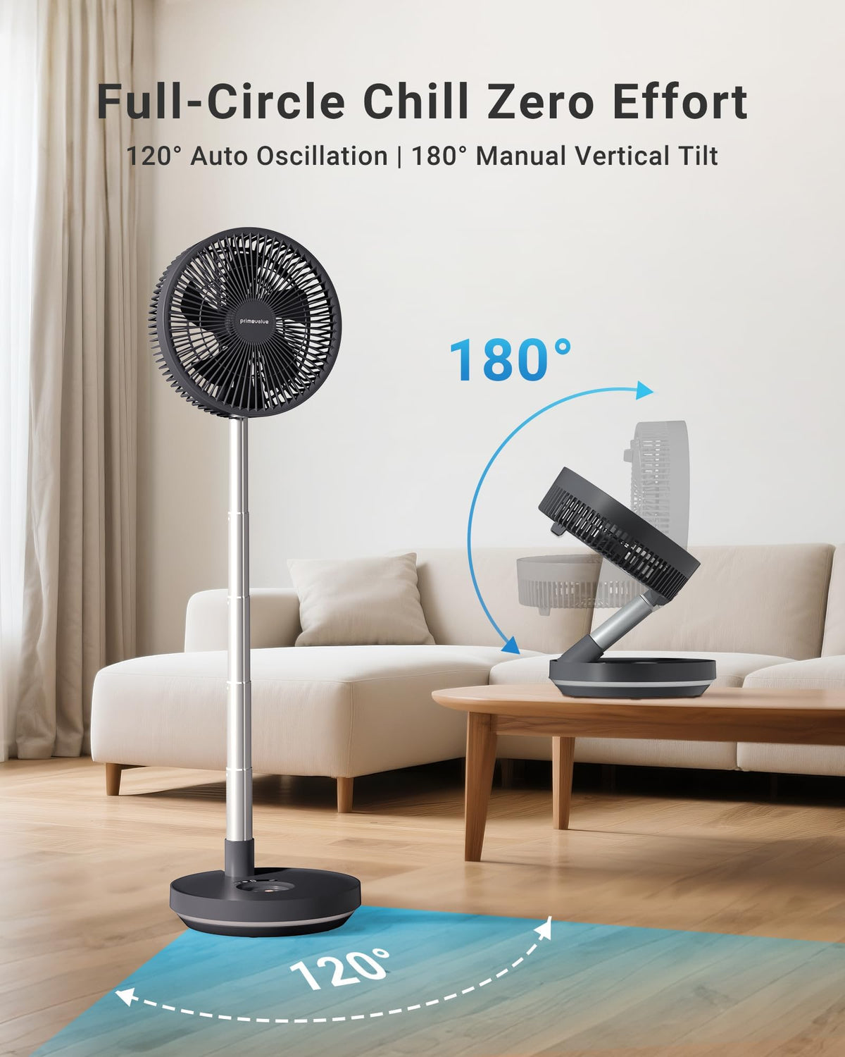 10" Portable Oscillating Fan with 10000mAh Rechargeable Battery B438
