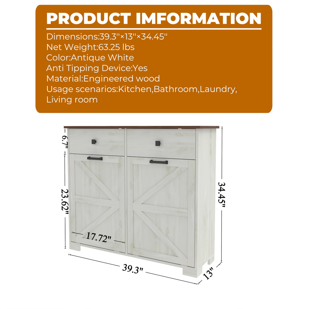 White 20 Gallon Tilt Out Trash Cabinet F290985