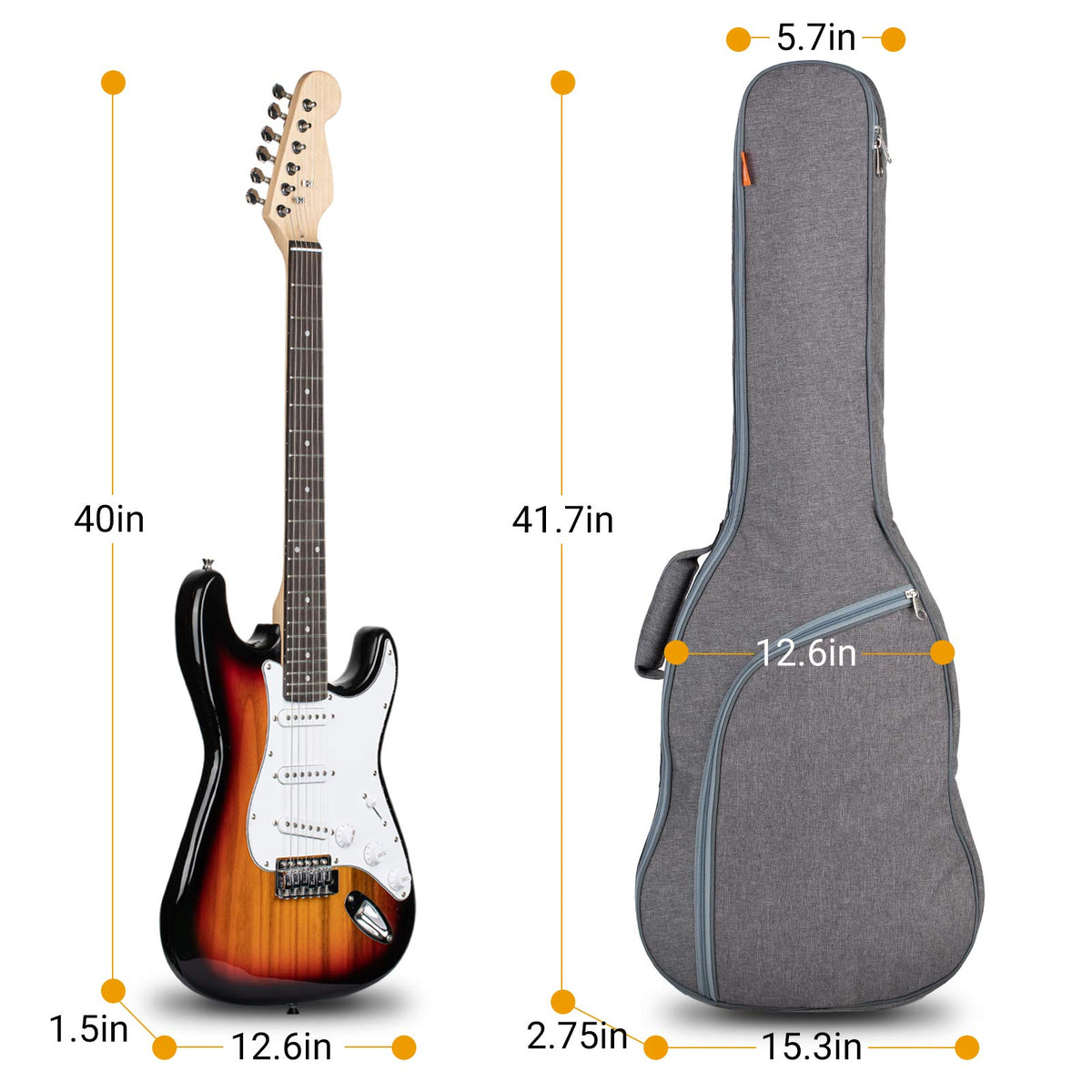 Waterproof Hardshell Acoustic Guitar Case with 3 Pockets L397
