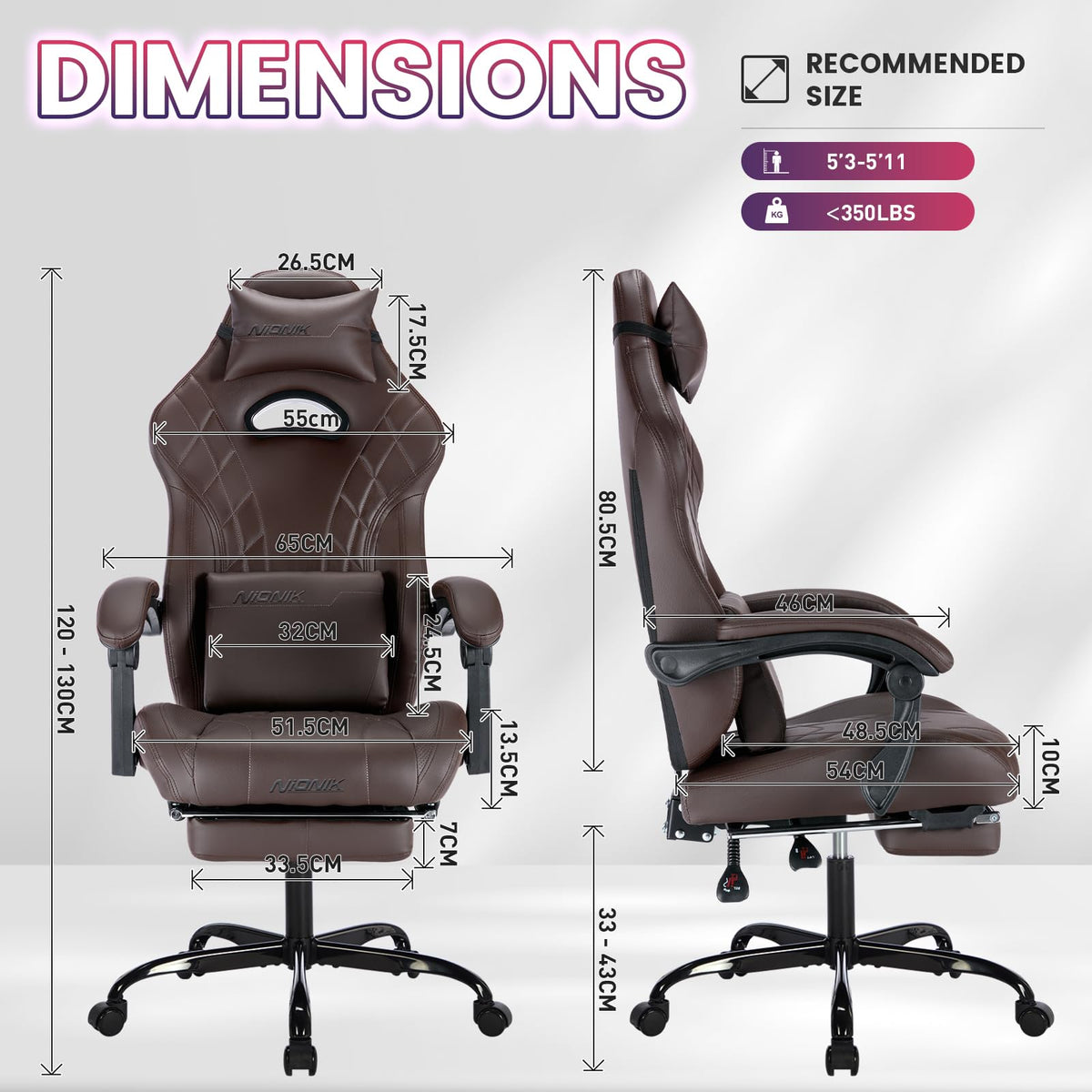 Gaming Chair with Footrest and Massage Lumbar Support Y99058