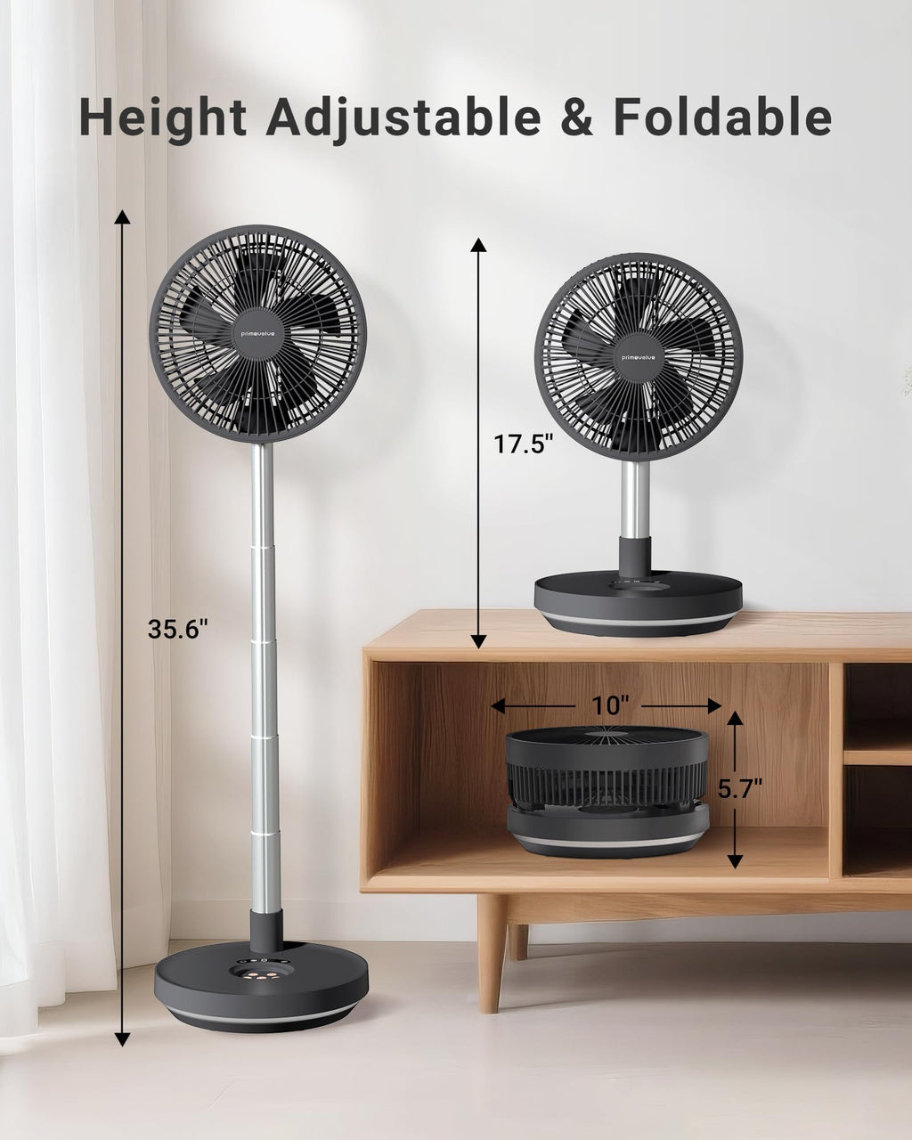 10" Portable Oscillating Fan with 10000mAh Rechargeable Battery B438