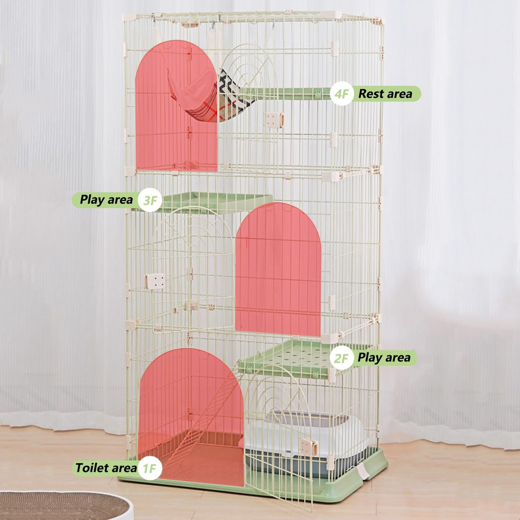 3/4-Tier Cat Cage Playpen with Hammock J606449