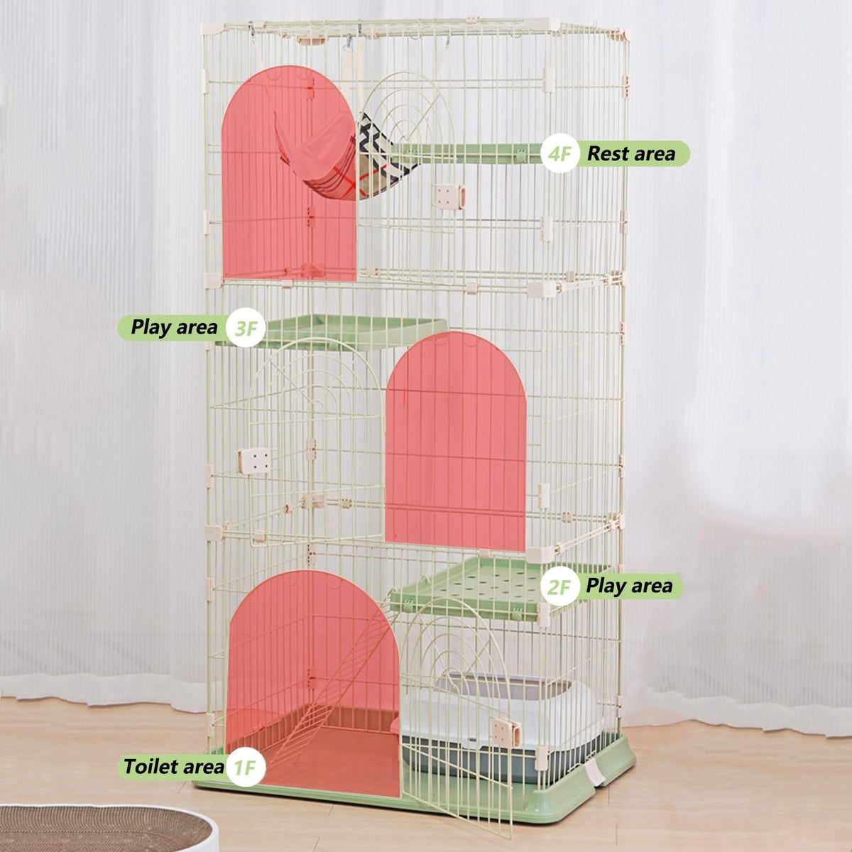 3/4-Tier Cat Cage Playpen with Hammock J606449