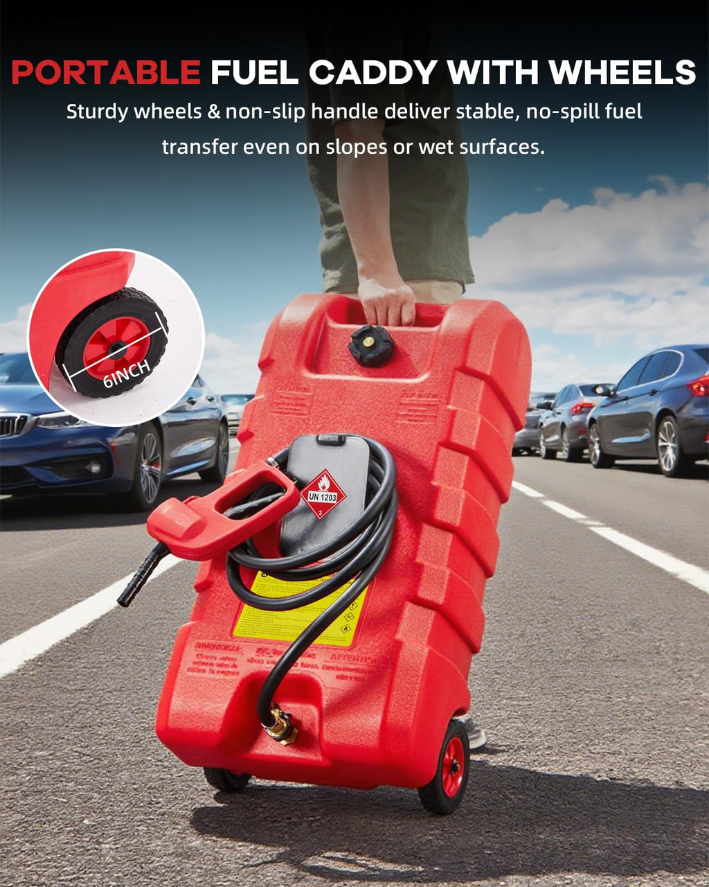15 gal Red Portable Gas Can with Pump and Hose V3946