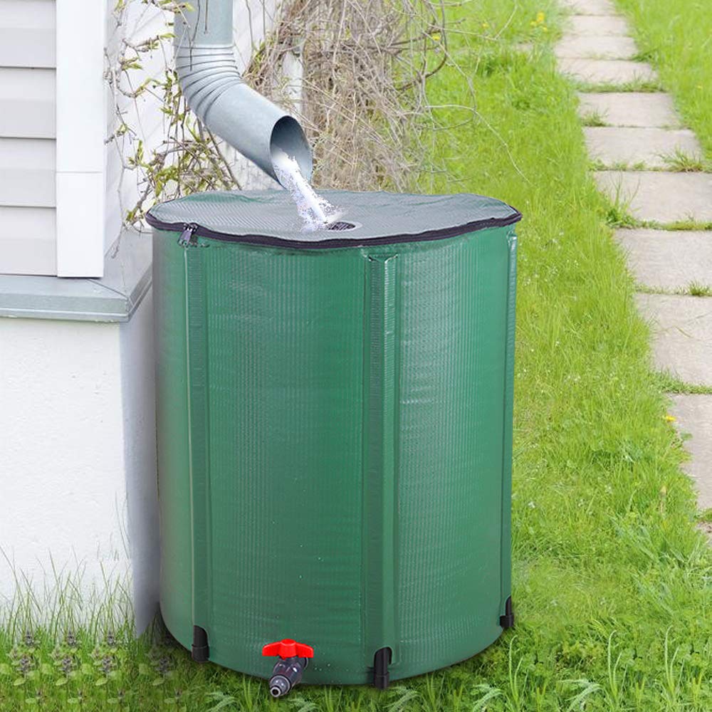 Collapsible 50 Gallon Green Rain Barrel I8949