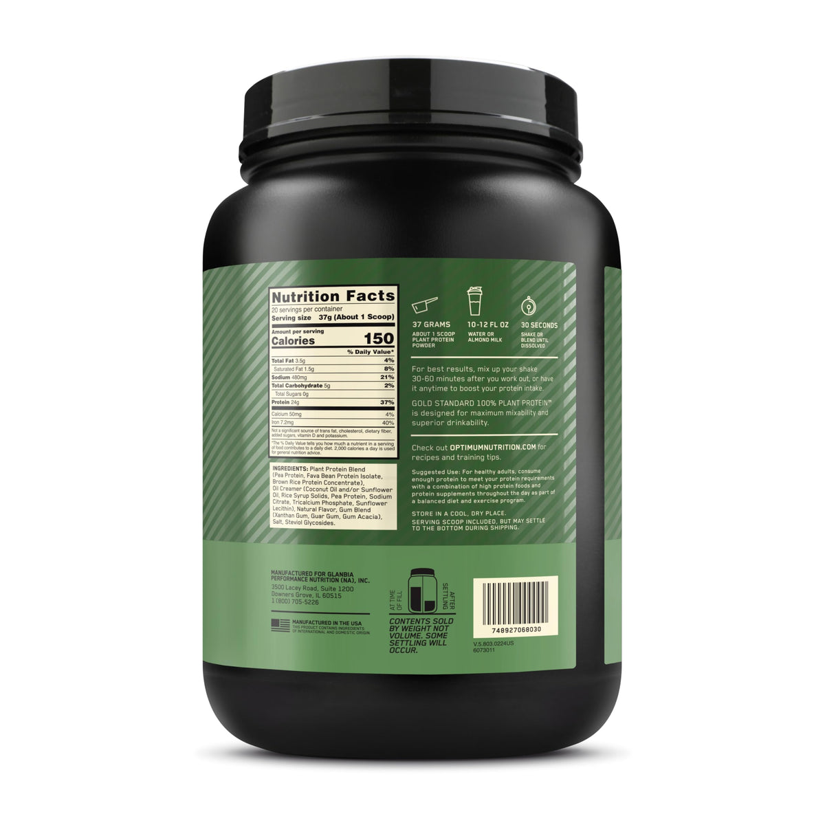 Plant Based Protein Powder Creamy Vanilla 20 Servings Z4216