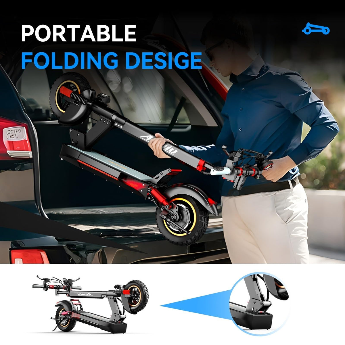 Electric Scooter with Seat 10 inch Off Road Foldable P193